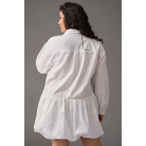 Anthropologie Maeve Bubble-Hem Shirt Dress in White Size 2X - Picture 8 of 8